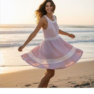 Anthropologie Maeve Pink Wildfell Dress Satin Size S